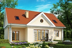 Аккуратный дом с мансардой и дополнительной спальней на первом этаже.