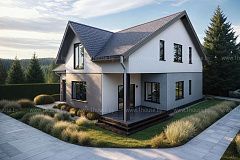 Мансардный дом с гаражом и 4мя спальнями.