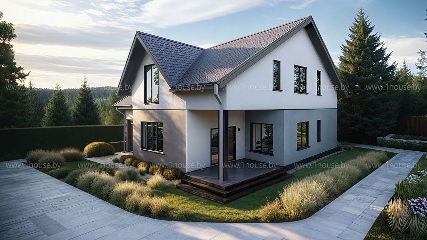 Мансардный дом с гаражом и 4мя спальнями.