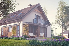 Компактный и функциональный дом с мансардой в традиционном стиле.