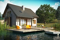 Компактный и функциональный дом с кабинетом на первом этаже и с эркером в обеденной зоне.