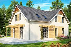 Практичный дом L-образной формы с гаражом на одну машину