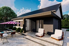 Классический одноэтажный дом с двускатной крышей