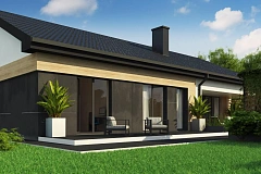 Стильный одноэтажный дом с двускатной кровлей и грамотной планировкой