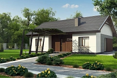 Проект уютного одноэтажного дома с двускатной кровлей
