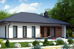 Одноэтажный комфортный дом с окнами в пол