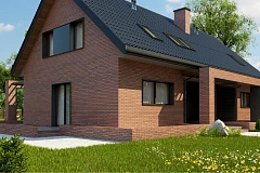 Стильный мансардный дом с двускатной кровлей