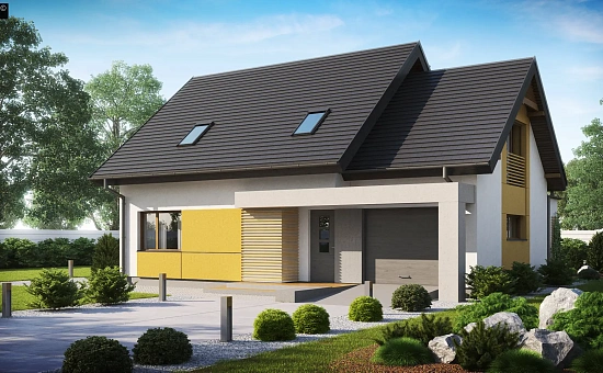 Проект аккуратного мансардного дома, с современным дизайном фасадов.