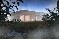 Одноэтажный дом в стиле хай-тек с четырьмя спальнями.