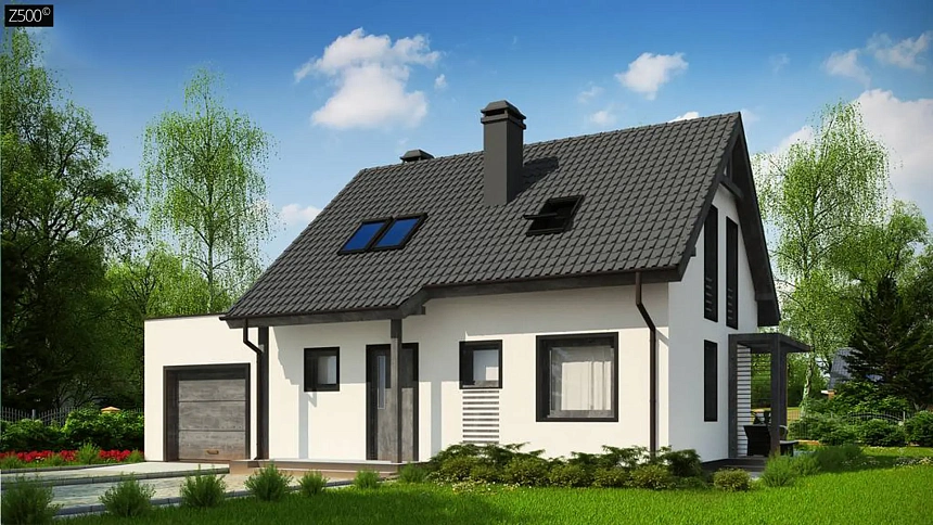 Вариант мансардного проекта Z212 с гаражом слева