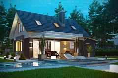 Проект компактного аккуратного дома с гаражом.