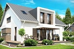 Стильный комфортный дом современного дизайна со встроенным гаражом.