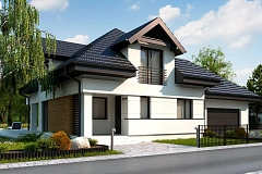 Версия проекта Z284 c большим гаражом справа, рассчитанным на 2 машины