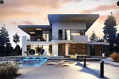 Вариант современного двухэтажного дома Zx22 с подвалом