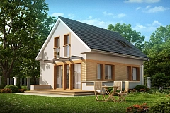 Компактный дом с дополнительной спальней на первом этаже, простой в строительстве, недорогой в эксплуатации.