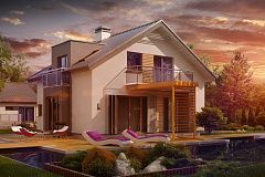 Дом традиционной формы с современными элементами в архитектуре. Уютный и функциональный интерьер.