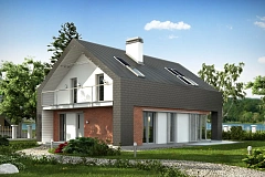 Практичный и уютный дом с модернистскими элементами в архитектуре.