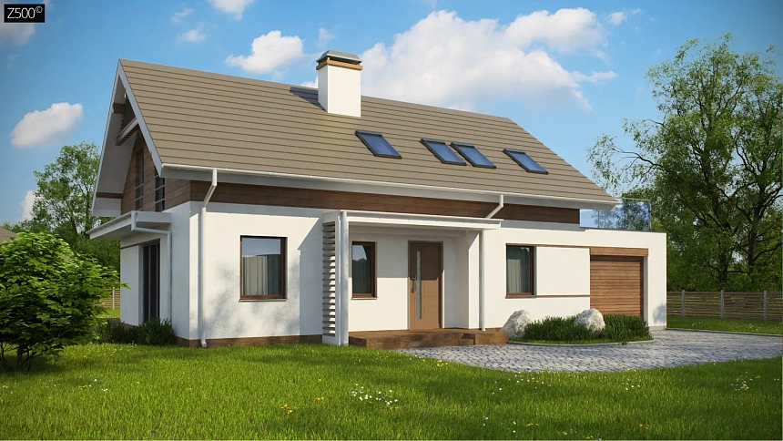 Версия проекта Z244 с гаражом с правой стороны.