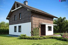 Проект мансардного дома с большой площадью остекления.