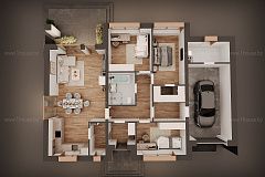 Одноэтажный дом с гаражом и 3мя спальнями.