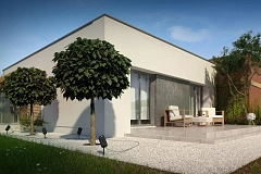 Одноэтажный дом в стиле хай-тек с четырьмя спальнями.