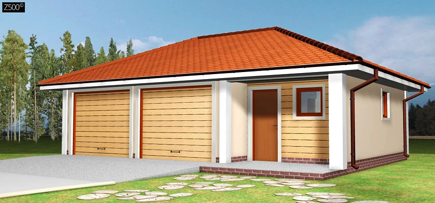 Проект гаража на две машины для коттеджа в классическом стиле