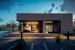 Проект современного одноэтажного дома с плоской кровлей