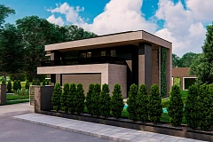 Современный двухэтажный дом с плоской кровлей