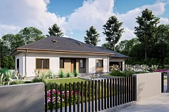 Просторный одноэтажный дом с тремя спальнями и большим гаражом.