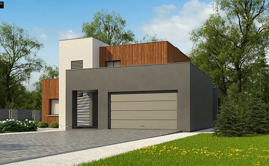 Современный дом с гаражом на 2 машины и террасой