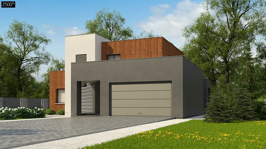 Современный дом с гаражом на 2 машины и террасой