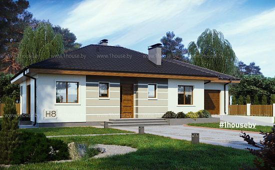 Одноэтажный дом с гаражом.