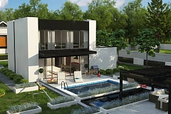 Проект современного односемейного дома с гаражом на одну машину.