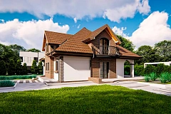 Классический мансардный дом с балконами.