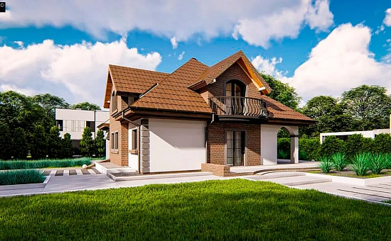 Классический мансардный дом с балконами.