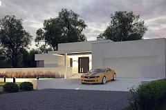 Современный проект с уникальным дизайном, оштукатуренным фасадом и гаражом