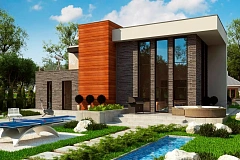 Вариант двухэтажного дома Zx159 в современном стиле с гаражом