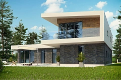 Стильный современный коттедж с плоской кровлей