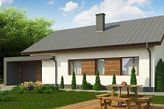 Дом, выполненный в традиционном стиле с одноуровневой планировкой.