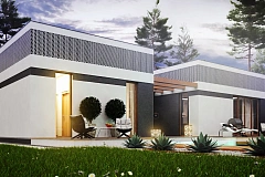 Проект дома в современном стиле с закрытой террасой