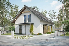 Компактный и функциональный дом с мансардой в традиционном стиле.