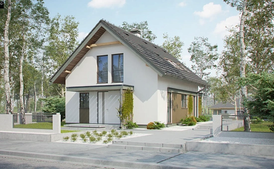 Компактный и функциональный дом с мансардой в традиционном стиле.