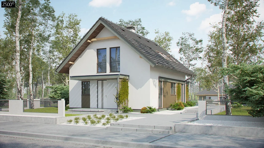 Компактный и функциональный дом с мансардой в традиционном стиле.