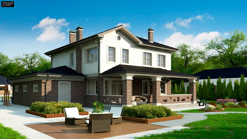 Вариант двухэтажного дома Zz2 L с подвалом