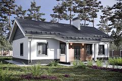 Проект компактного и функционального одноэтажного дома с тремя спальнями.