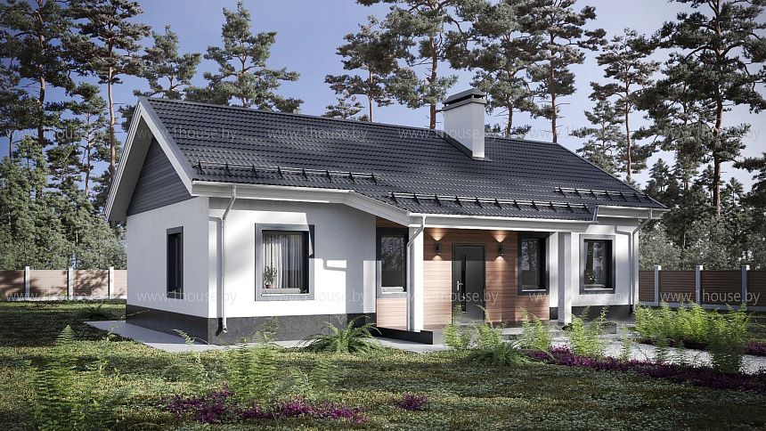 Проект компактного и функционального одноэтажного дома с тремя спальнями.