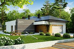 Современный дом с остроконечной крышей бунгало