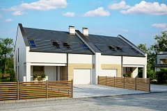 Проект домов для симметричной застройки стильного современного дизайна.