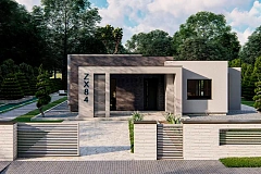 Одноэтажный современный дом с плоской крышей