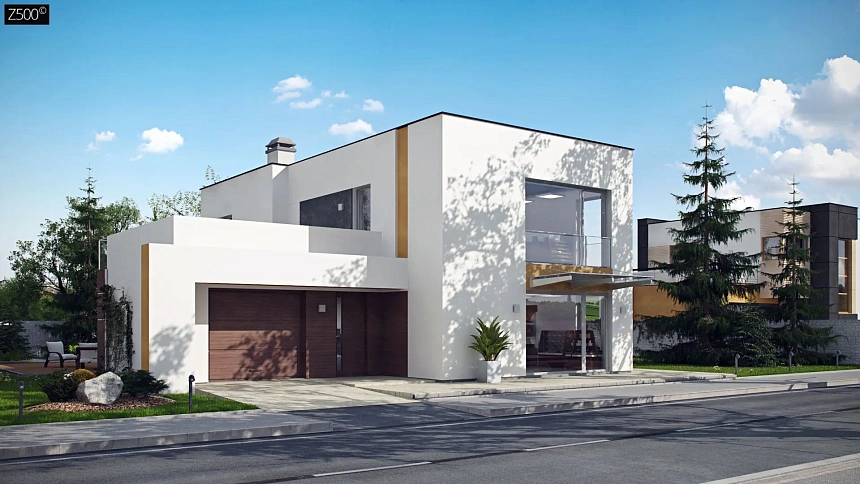 Вариант двухэтажного проекта Zx64 с плоской кровлей